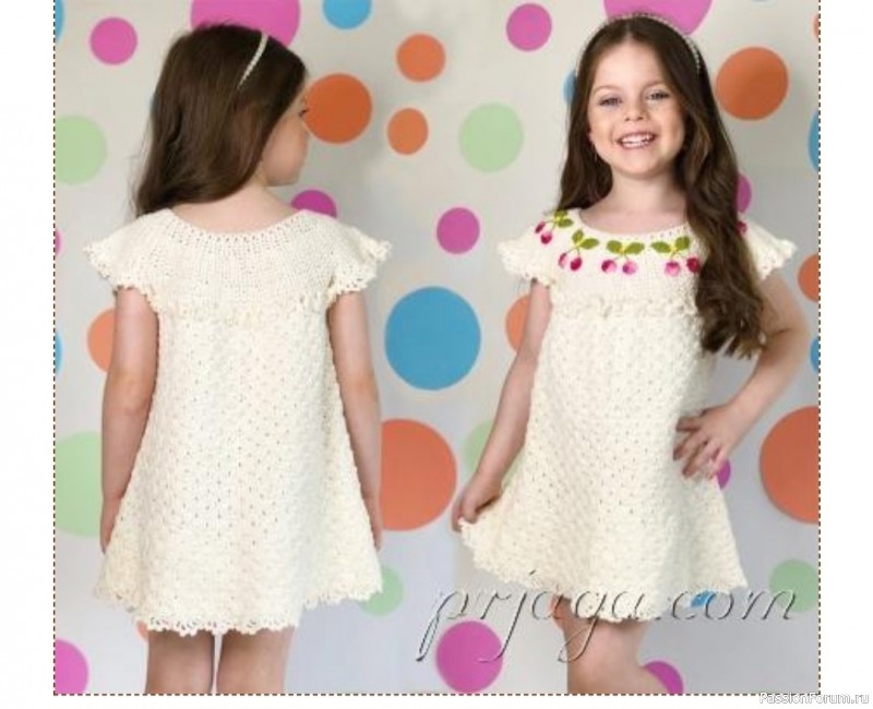 Детское платье «Вишня в снегу». Схема