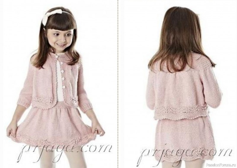 Детская юбка и жакет узором «Волны». Описание