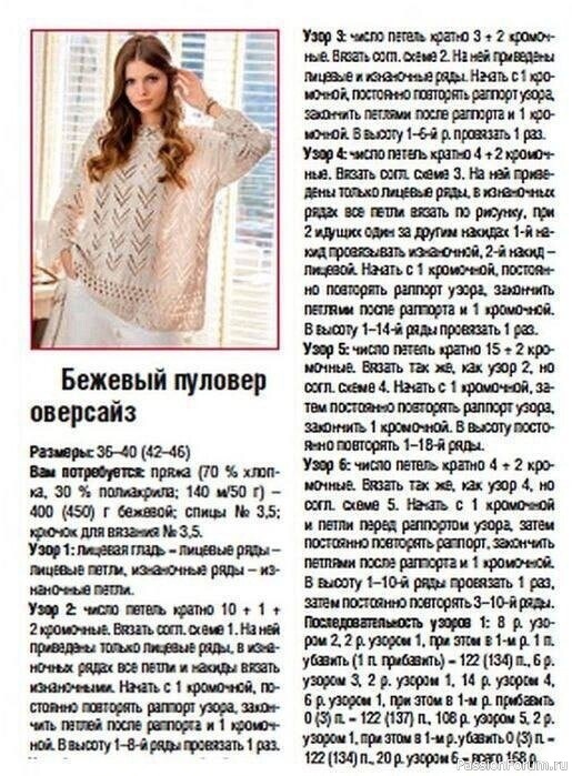 Джемпер ажурный спицами. Описание