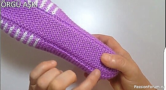 ​Тапочки спицами (укороченные ряды). МК