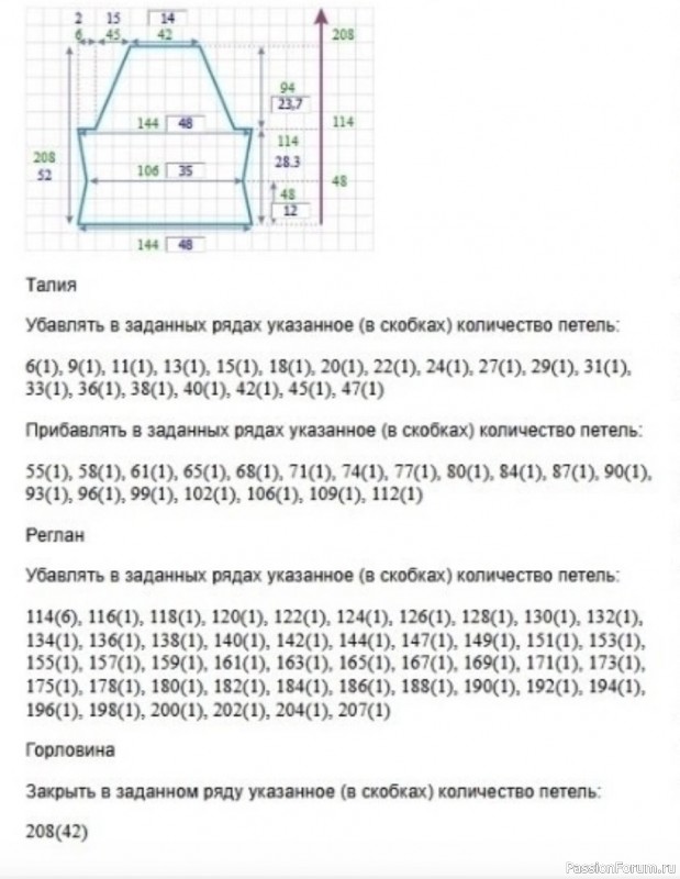 Топ узором "ромбы". Схема