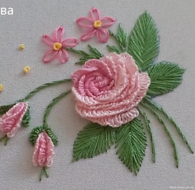 Бразильская вышивка "Розовая нежность". Видео МК