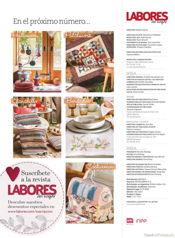 Коллекция проектов для рукодельниц в журнале «Labores del hogar №765 2023»