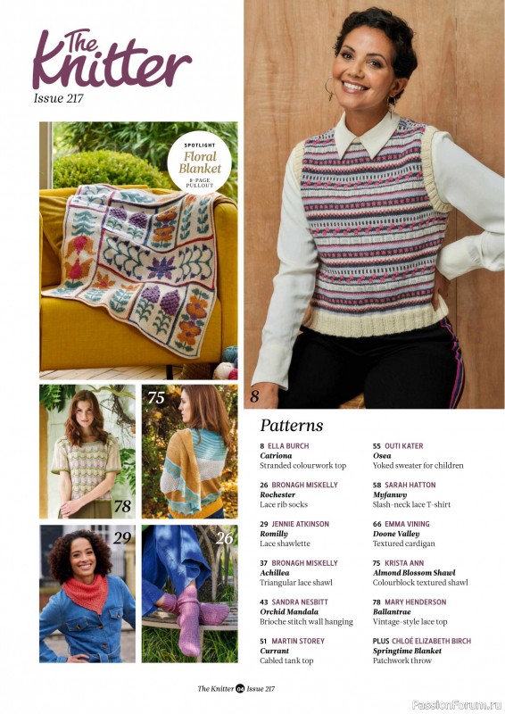 Вязаные проекты спицами в журнале «The Knitter №217 2025»
