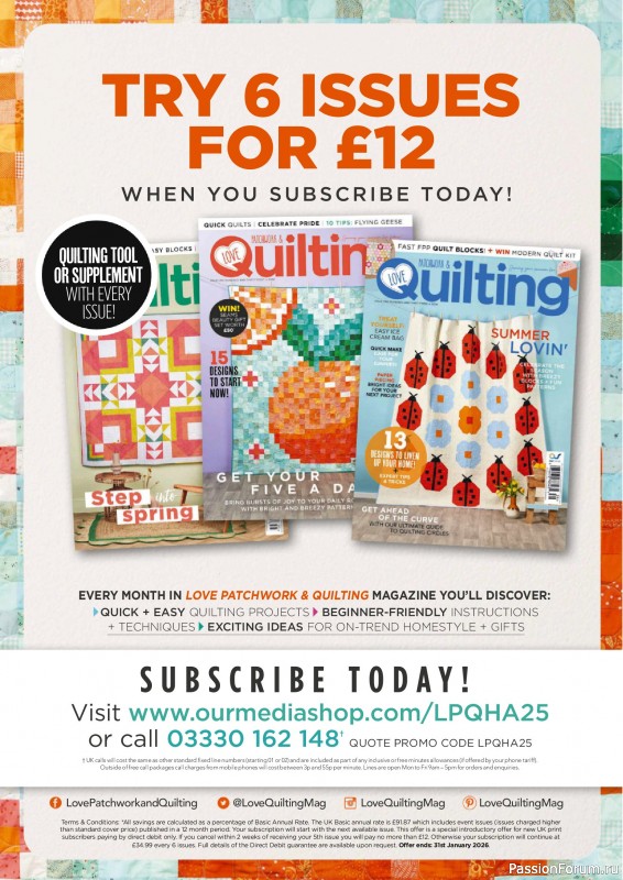 Коллекция проектов для рукодельниц в журнале «Todays Quilter №129 2025»