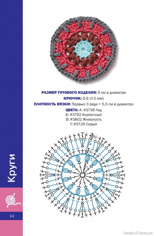 Коллекция мотивов крючком в книге «Бабушкины квадраты»
