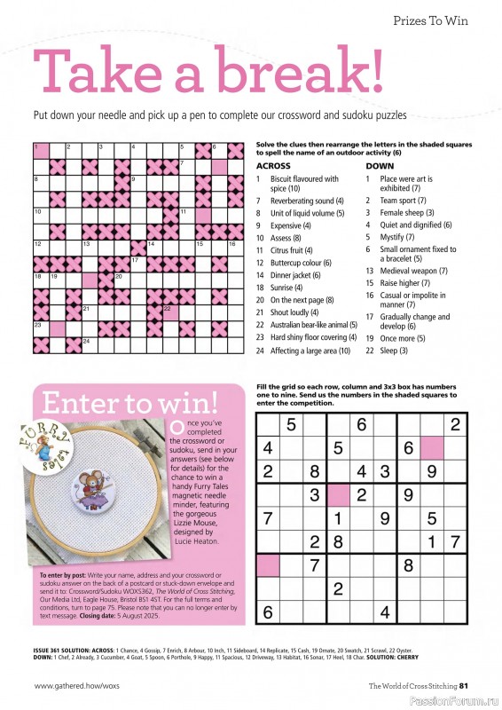 Коллекция вышивки в журнале «The World of Cross Stitching №362 2025»