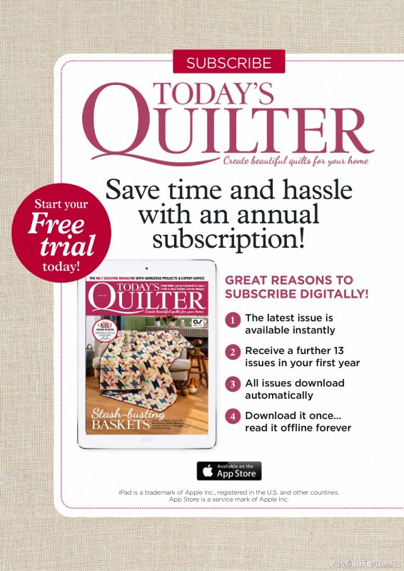 Коллекция проектов для рукодельниц в журнале «Todays Quilter №129 2025»