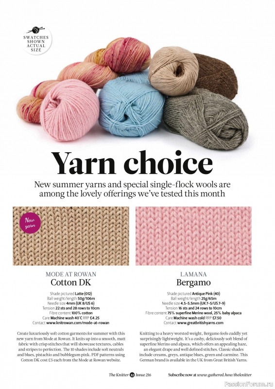 Вязаные проекты спицами в журнале «The Knitter №216 2025»