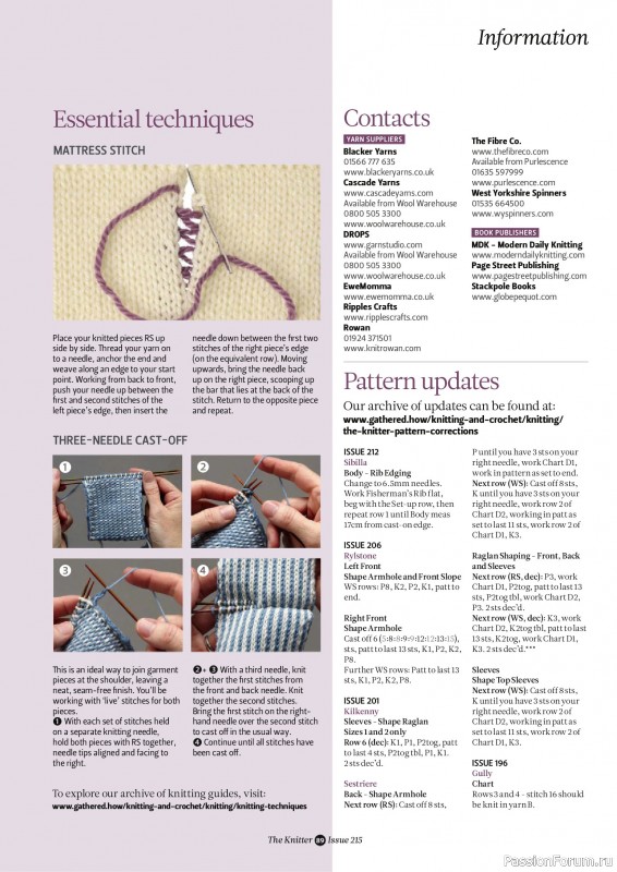 Вязаные проекты спицами в журнале «The Knitter №215 2025»