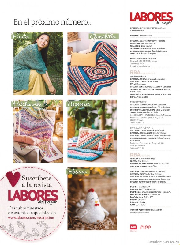 Коллекция проектов для рукодельниц в журнале «Labores del hogar №770 2024»