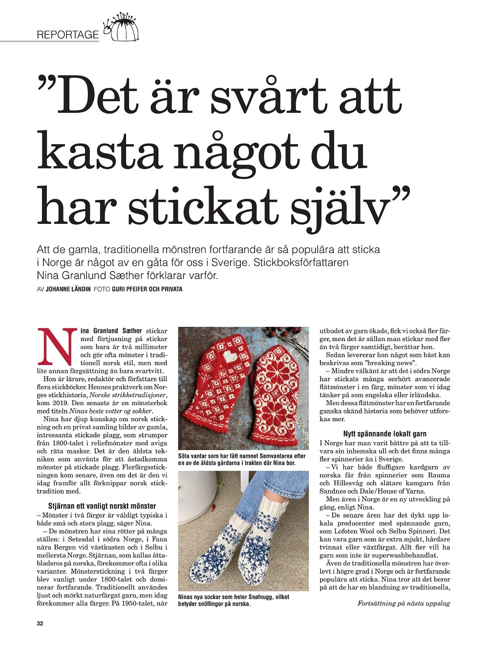 "Stickat & Sant" №1 202 — шведский журнал по вязанию и рукоделию