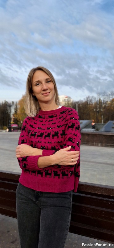 Свитер с котиками от Svetlana Gibadullina. Описание вязания