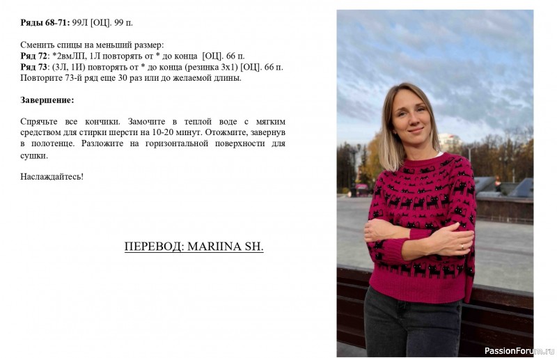 Свитер с котиками от Svetlana Gibadullina. Описание вязания