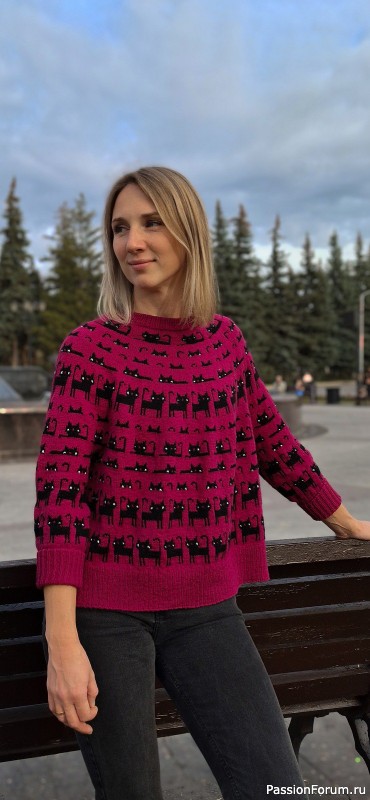 Свитер с котиками от Svetlana Gibadullina. Описание вязания