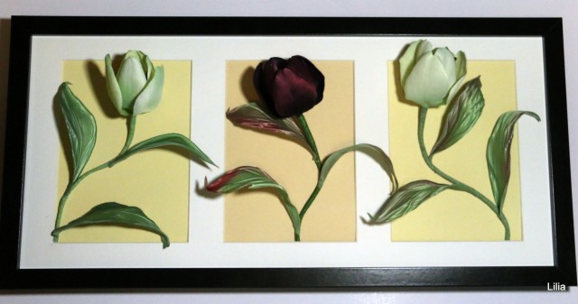 Картина "Тюльпаны из шелка"