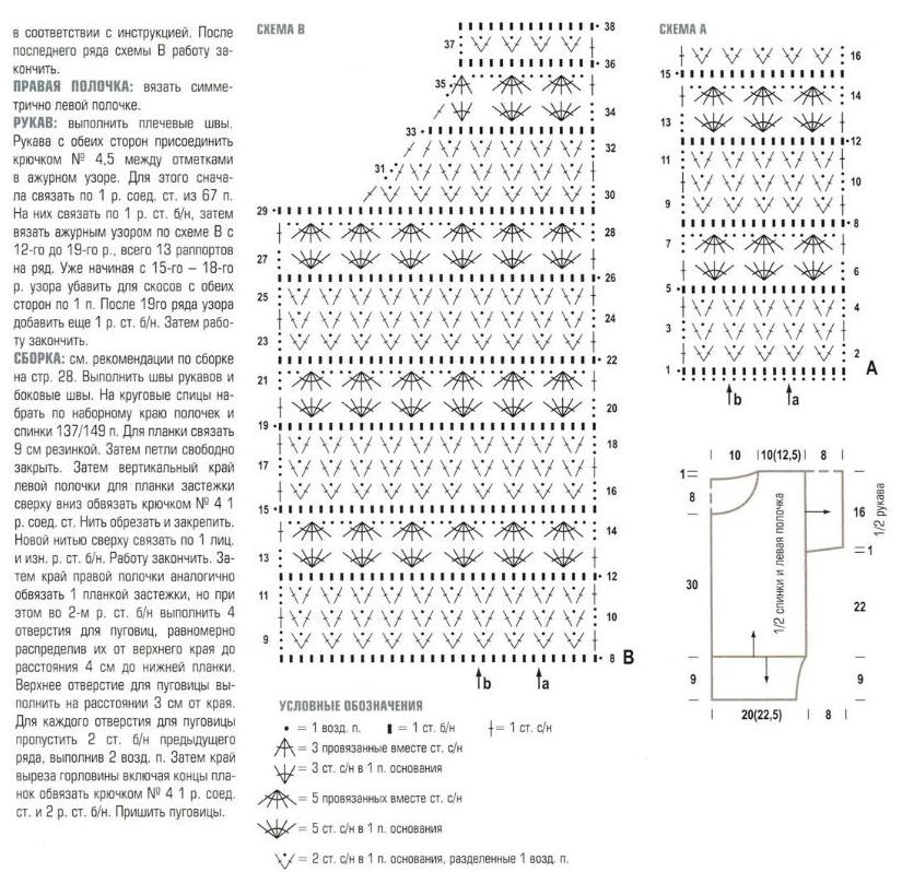 ажурная кофточка схема