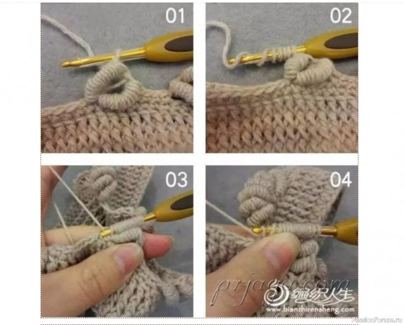 Берет крючком из пряжи секционного крашения. Схема
