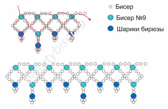 Схемы плетения колье из бисера схемы и