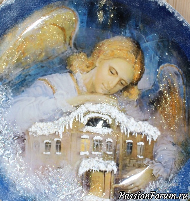 Интерьерная тарелка "Рождественский ангел" (Новогодний эксперимент. Мини М.К.).