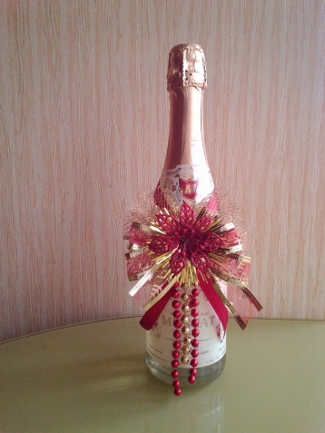 Как украсить бутылку шампанского для подарка на Новый Год 2015?