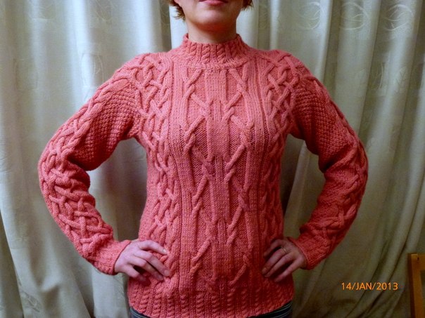 Свитер синий с аранами от Vogue Knitting, Holiday 2007