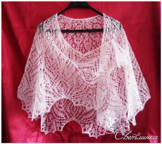 Второй этап совместного вязания кружевной шали-фишю ​Soli Deo Gloria Lace Shawl.