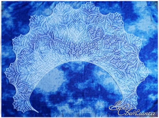 Второй этап совместного вязания кружевной шали-фишю ​Soli Deo Gloria Lace Shawl.