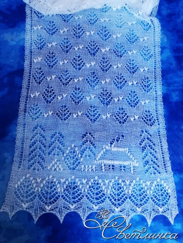 Новогодний палантин-сказка "Милый дом" Sweet Home Scarf by Lyubov Shalnaya