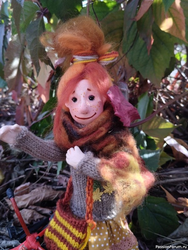 Феюшка Осенюшка и бурундуки (кукла в смешанной технике)