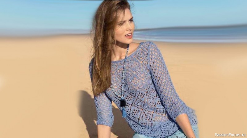 Пуловер с ажурным узором. Описание