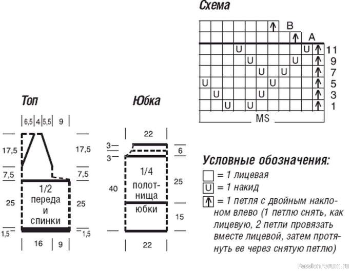 Летний костюм - топ и юбка. Описание