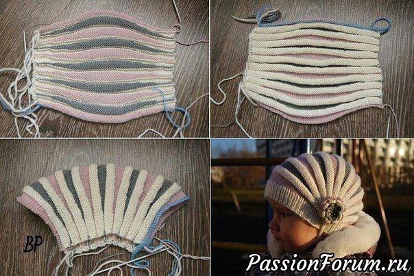 Набор для вязания шапочки с ушами укороченными рядами 