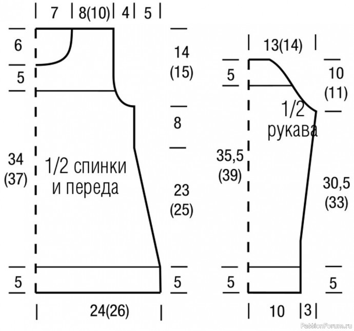 Джемпер с ажурным узором и волнистым бордюром