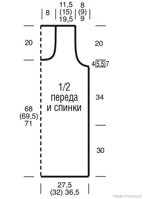 Ажурная туника средней длины. Описание