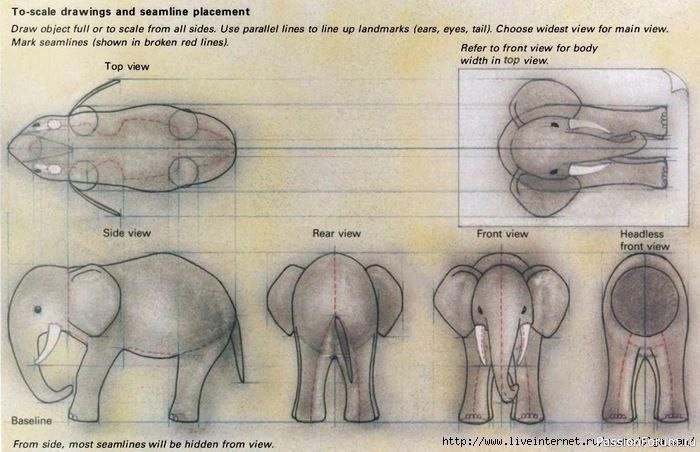Слон. Выкройка