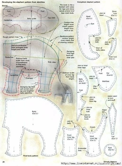 Слон. Выкройка