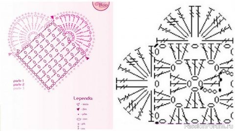 Сердечко крючком, схемы вязания. Часть 2