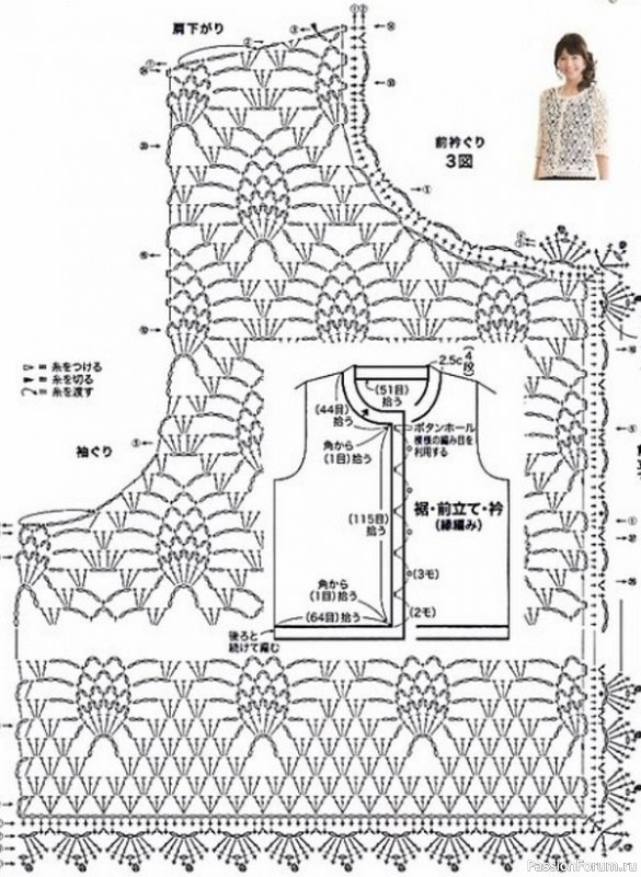 Ажурный жакет крючком. Схема