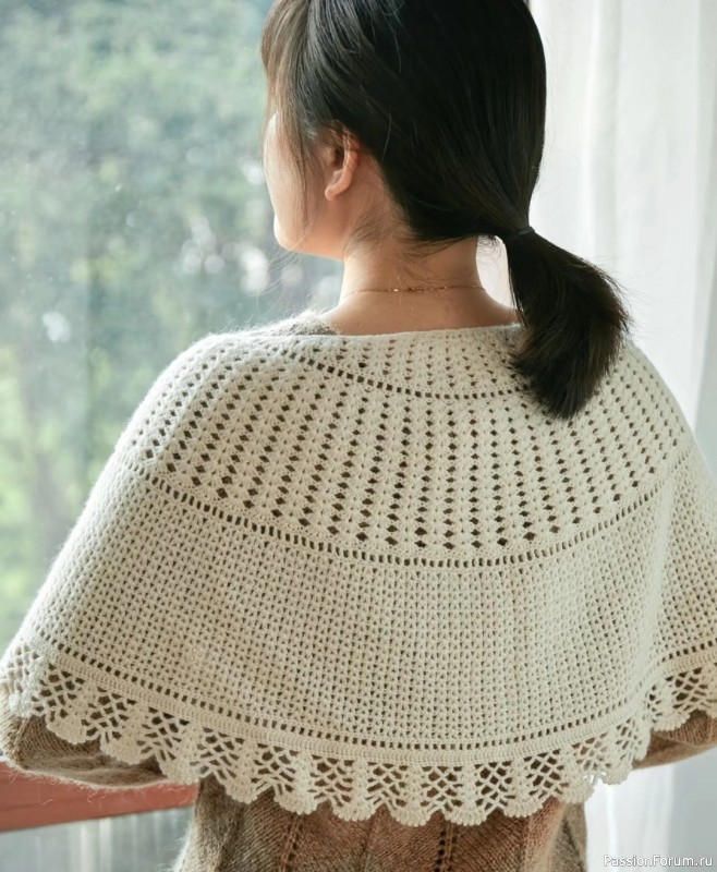 Полукруглая шаль крючком. Схема