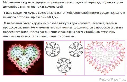 Сердечко крючком, схемы вязания. Часть 1