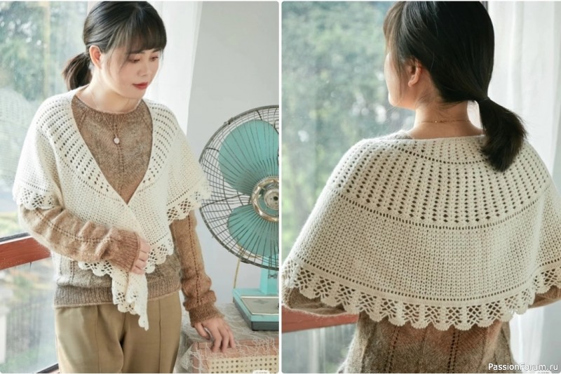 Полукруглая шаль крючком. Схема