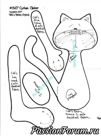 В догонку топику "Интересные держатели для штор". Котэ + выкройка