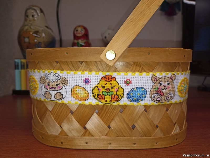 Вышивка для украшения пасхальной корзинки