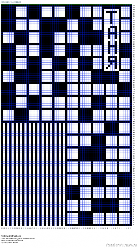 ​Жаккардовые носки "Кроссворд" или "Кубик Рубика" Схемы