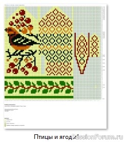 ​Жаккард. Варежки "Птицы и ягоды"Схемы