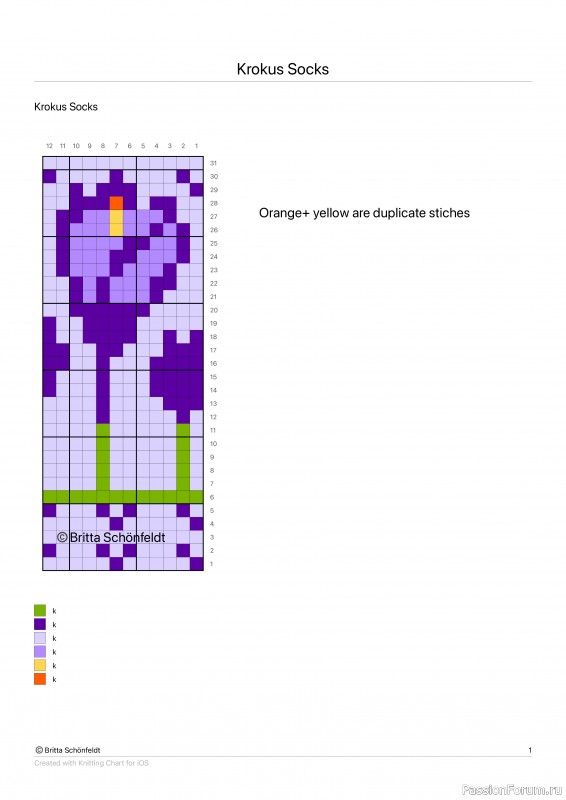 ​Жаккард. Носки с крокусами. Схемы