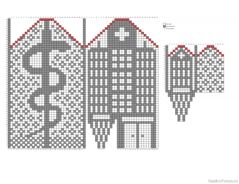 Жаккардовые варежки для докторов "Жезл Асклепия". Схема