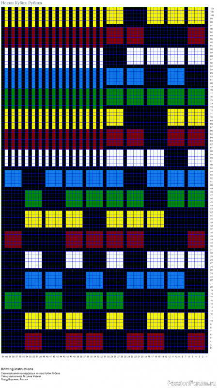 ​Жаккардовые носки "Кроссворд" или "Кубик Рубика" Схемы