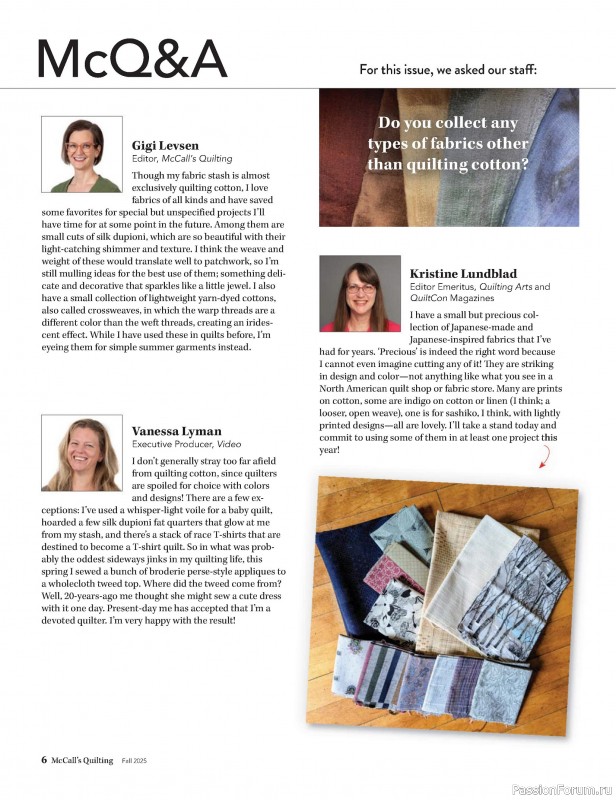 Коллекция проектов для рукодельниц в журнале «McCall's Quilting - Fall 2025»